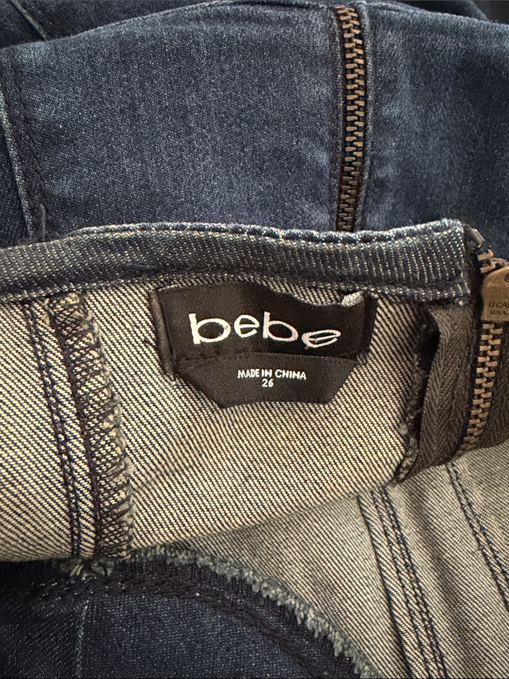 bebe Strapless Dark Indigo Denim Jumpsuit Wide Leg - Picture 4 of 4